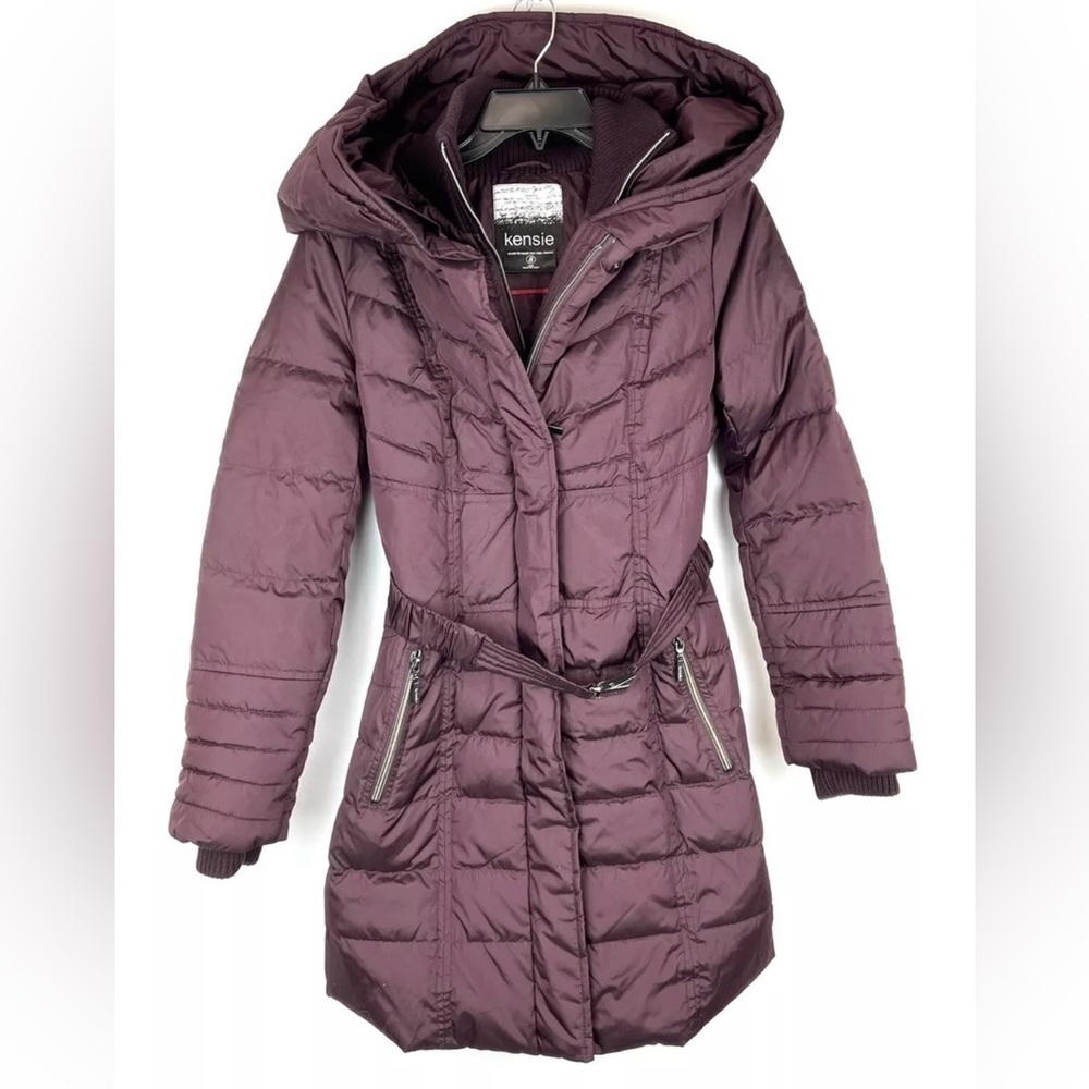 Kensie Women’s Purple Quilted Long Coat Size Small